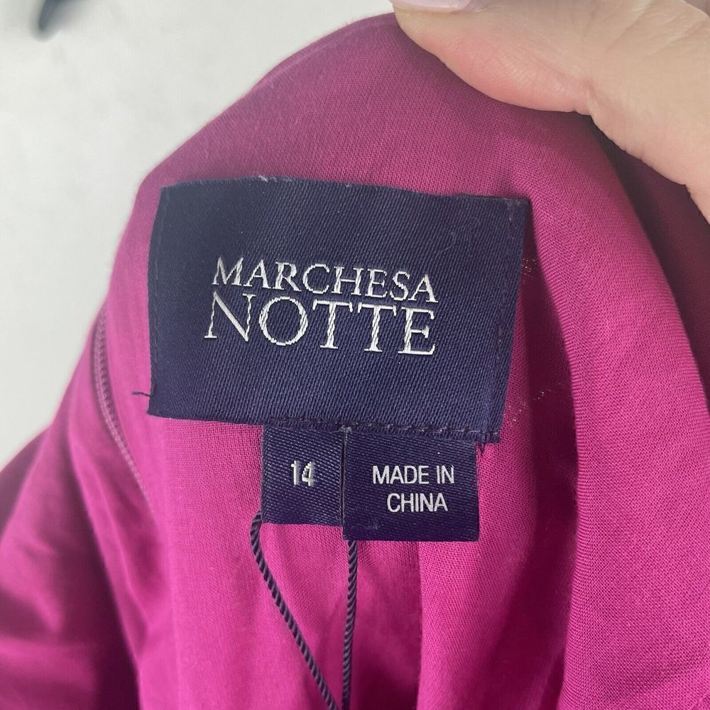 NWT MARCHESA NOTTE Pink Tie Strap Floral Maxi Dress Tiered Wedding‎ Size 14 $545 - Picture 7 of 12